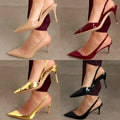 Patent Pointed-Toe Slingback Heels
